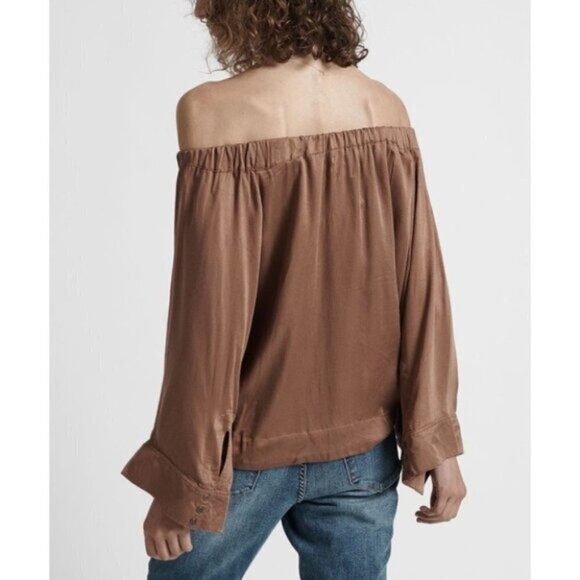 Free People One Teaspoon Boy Bowie Blouse Top Off the Shoulder Wide Flare Sleeve - Picture 15 of 15